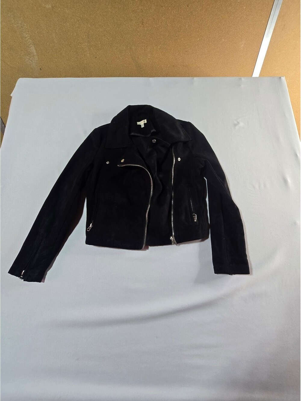 Silence + Noise Black Faux Suede Asymmetrical Moto Jacket Women's Size M